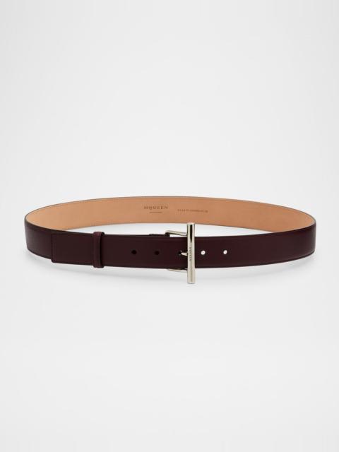 Alexander McQueen Sling Cross-Bar Buckle Leather Belt