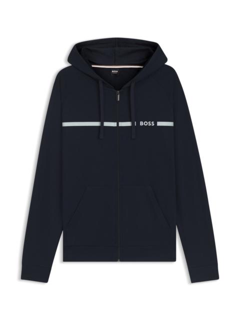BOSS COTTON-TERRY JACKET WITH STRIPE AND LOGO