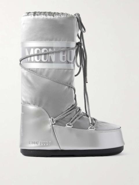 MOON BOOT Icon Glance metallic shell and PVC snow boots Silver