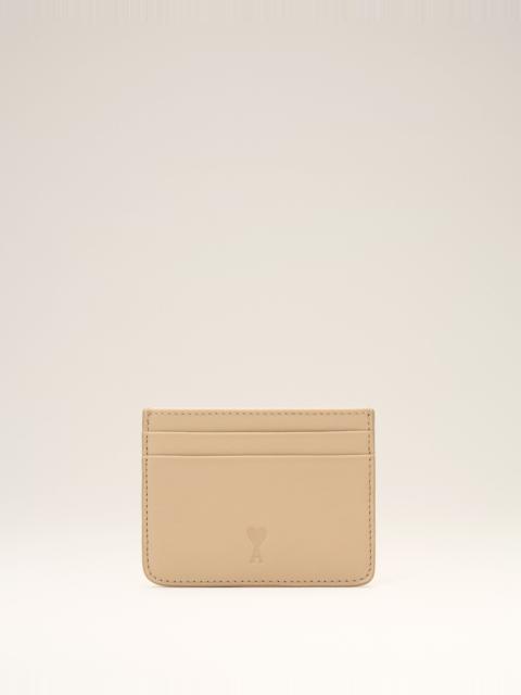 AMI Paris BEIGE COWHIDE LEATHER CARD HOLDER WITH AMI DE COEUR
