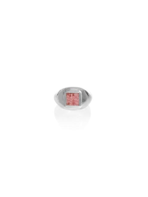 Medium Ring in 18k White Gold & Pink Marble Stone