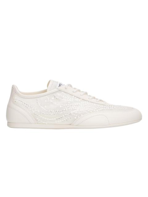 JIMMY CHOO Women's Sunny Mesh & Sequins Embroidered Leather Sneakers - Ivory Latte