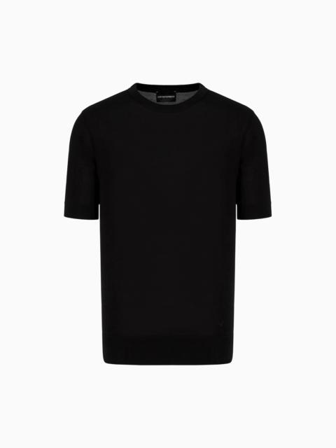 EMPORIO ARMANI Plain-weave pure-silk jumper