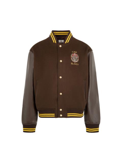 CASABLANCA Wool & Leather Varsity Jacket