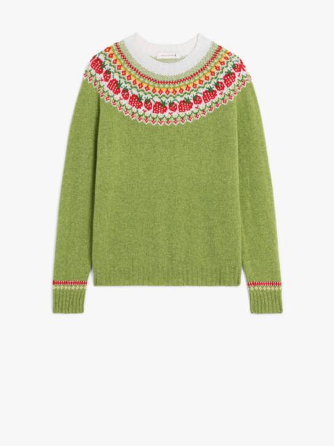 Mackintosh KELSI GREEN WOOL FAIR ISLE CREWNEK SWEATER