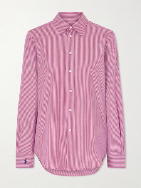 Polo Ralph Lauren Logo-embroidered Striped Cotton-blend Poplin Shirt