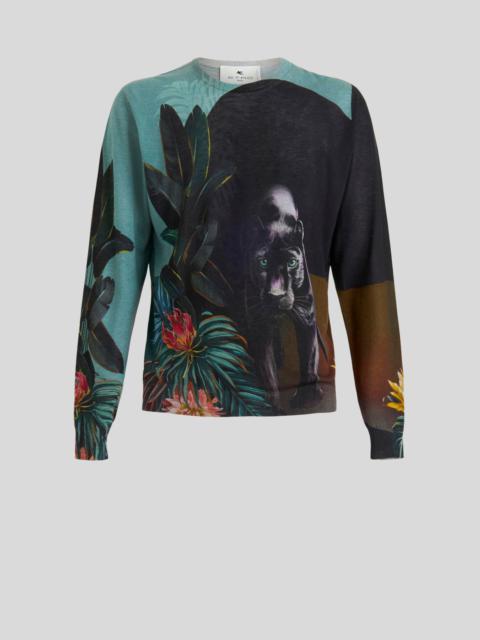 Etro SILK AND CASHMERE JUMPER WITH PANTHER