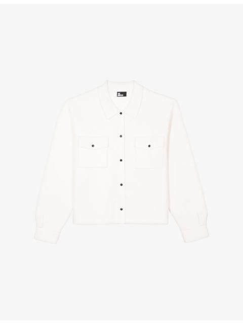 The Kooples Collared Button-Down Wool and Cotton-Blend Cardigan