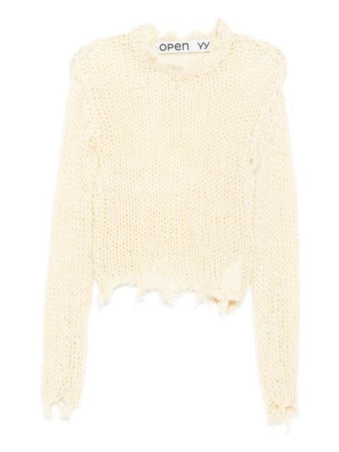 OPEN YY distressed crop knit top