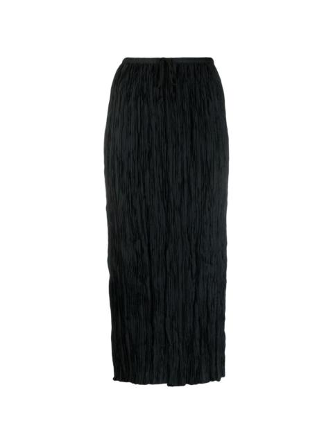 drawstring-waist plissÃ© straight skirt