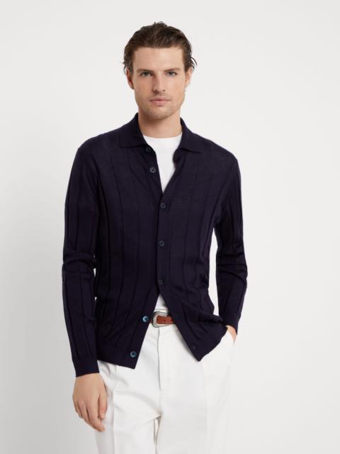 Brunello Cucinelli Cashmere and silk flat rib lightweight knit shirt