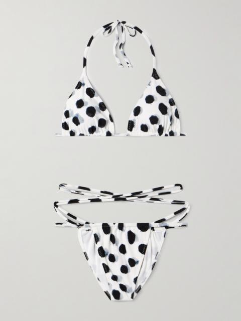 NORMA KAMALI Polka-dot Triangle Halterneck Bikini