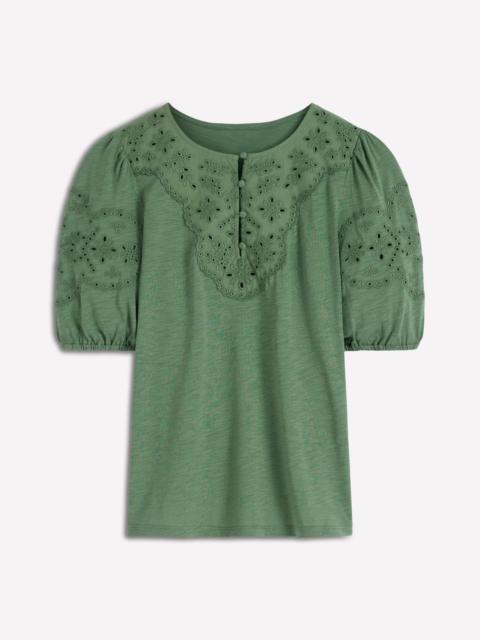 BODEN Ada Broderie Mix Top-Willow Green