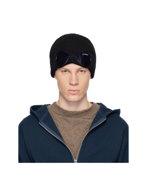 C.P. Company Black Cotton Goggle Beanie