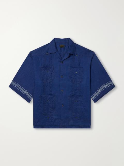 Kapital Camp-Collar Printed Linen Cuban Shirt