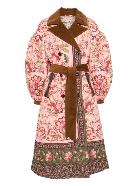 Barbour floral quilted belted double-breasted coat