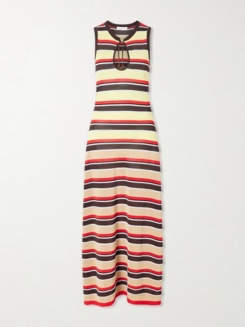 rabanne Bead-embellished Striped Knitted Maxi Dress