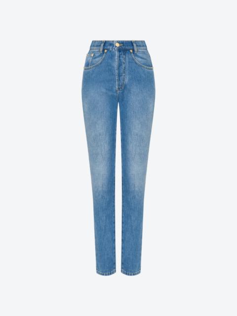 Moschino BLUE COTTON DENIM TROUSERS