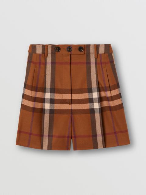 Burberry Check Wool Flannel Tailored Shorts