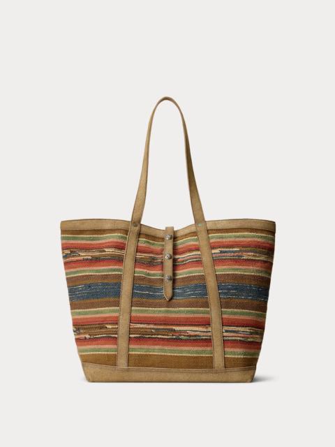 RRL by Ralph Lauren Suede-Trim Handwoven Jacquard Tote