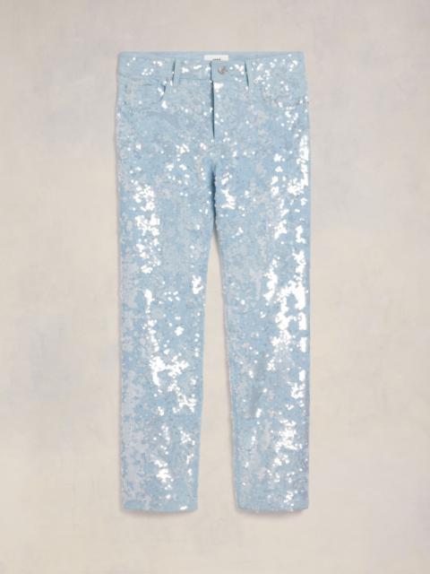 AMI Paris Embroidered Straight Fit Jeans