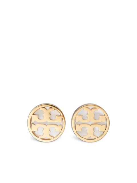 TORY BURCH Icon mother of pearl circle stud earrings