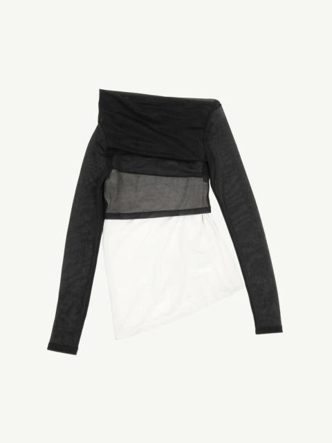 Sheer Rib and Jersey Asymmetric Top