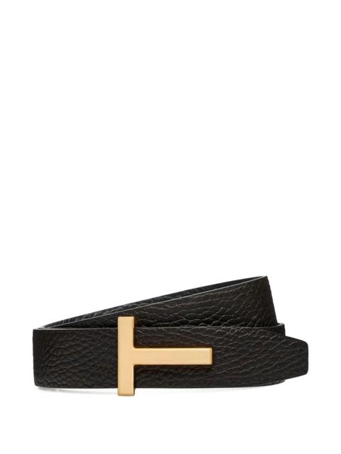 TOM FORD HAMMERED LEATHER BELT WITH T BUCKLE