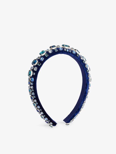 Jennifer Behr Luciana Crystal-Embellished Velvet Headband