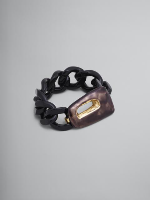 Marni TRAPEZE BRACELET IN METAL RESIN AND BLACK ENAMEL