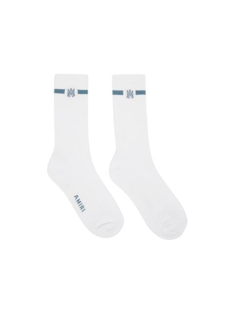 AMIRI White & Blue Solid M.A. Socks