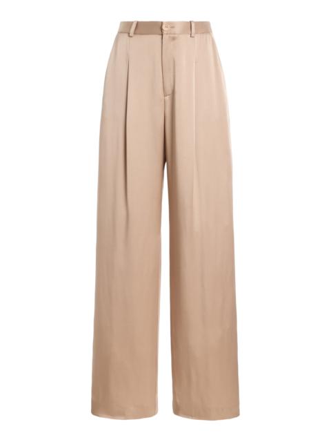 LAPOINTE Pleated Satin Relaxed Pants neutral
