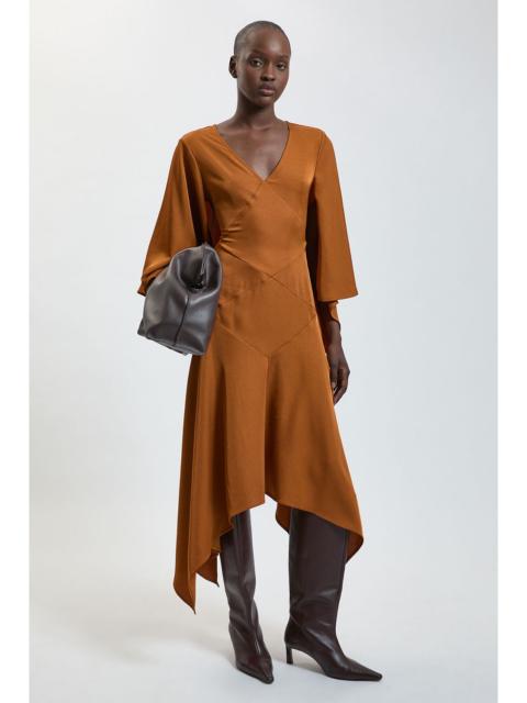 KAREN MILLEN Signature Crepe Hanky Seam Detail Midi Dress