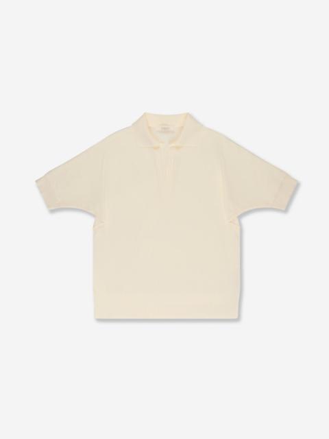 SLOWEAR Regular fit cotton crêpe polo shirt