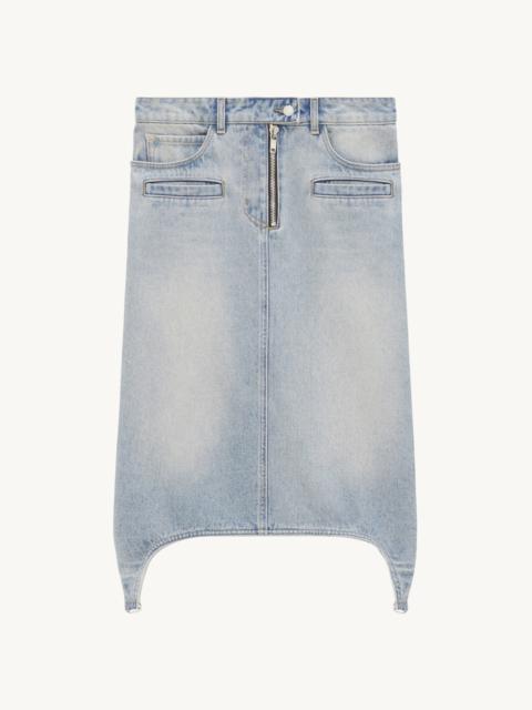 courrèges BLUE DENIM SUSPENDERS SKIRT