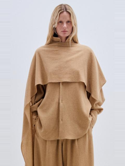 DARKPARK Georgia Cashmere-Wool Shirt with Detachable Scarf taupe