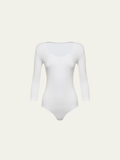Wolford Tokio 3/4-Sleeve Thong Bodysuit