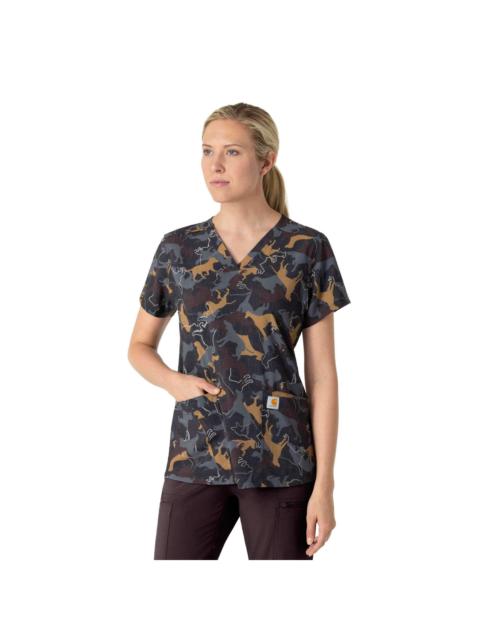 Carhartt Women's Cross-Flex V-Neck Print Scrub Top