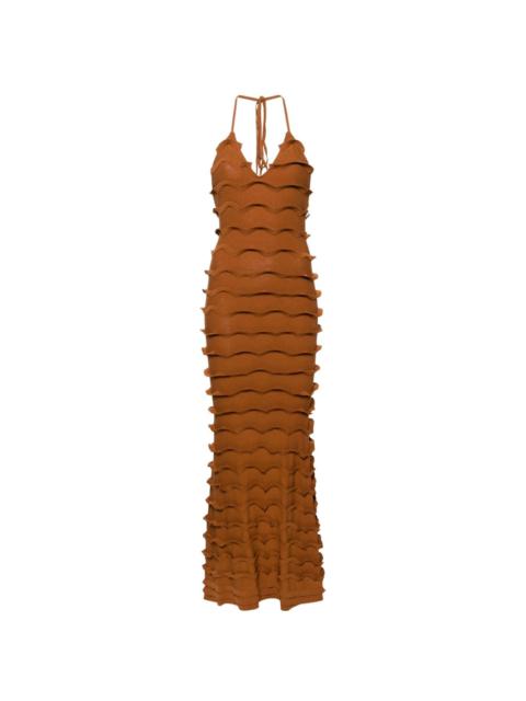 ruffled knitted maxi dress