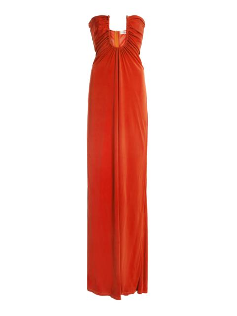 CHRISTOPHER ESBER Arced Palm Strapless Dress orange