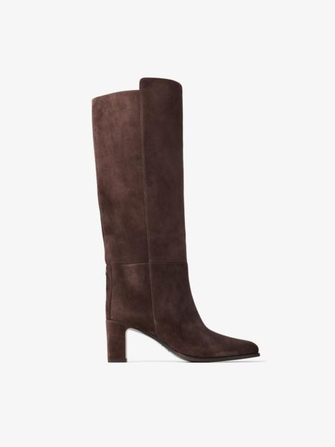 JIMMY CHOO Caly Knee Boot 65 Chocolate Suede Knee-High Boots