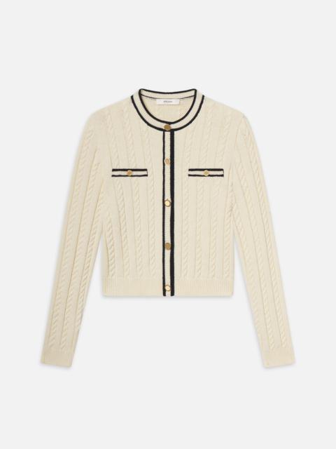 FRAME The Trimmed Cardi in Cream Multi