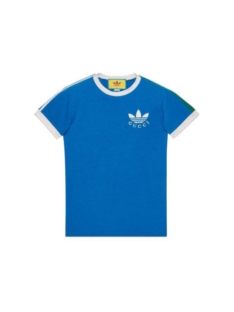 GUCCI Gucci x adidas Trefoil Print T-shirt Blue