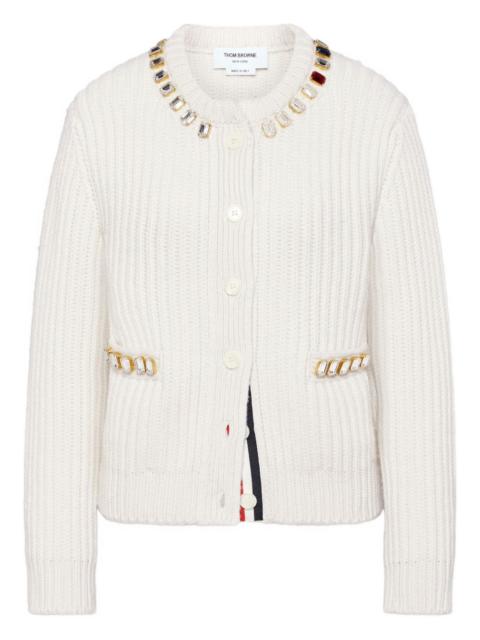 Thom Browne crystal-embellished ribbed cardigan