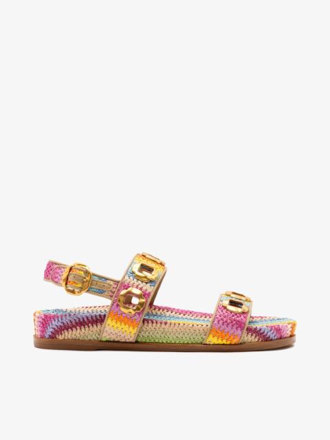 Larroudé Milan Sport Sandal Rainbow Raffia