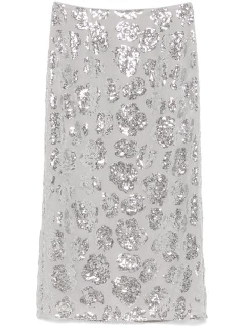 ROTATE sequin chiffon midi skirt