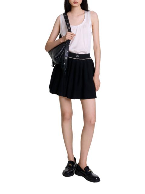 maje Pleated knit short skirt in Black at Nordstrom