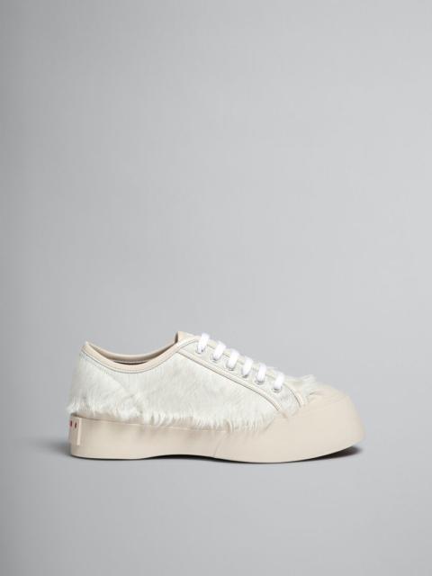 Marni WHITE LONG-HAIR CALFSKIN PABLO LACE-UP SNEAKER