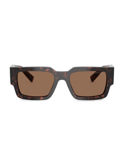 Prada Men's 54MM Rectangular Sunglasses - Dark Brown Havana
