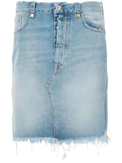 Unravel frayed denim skirt